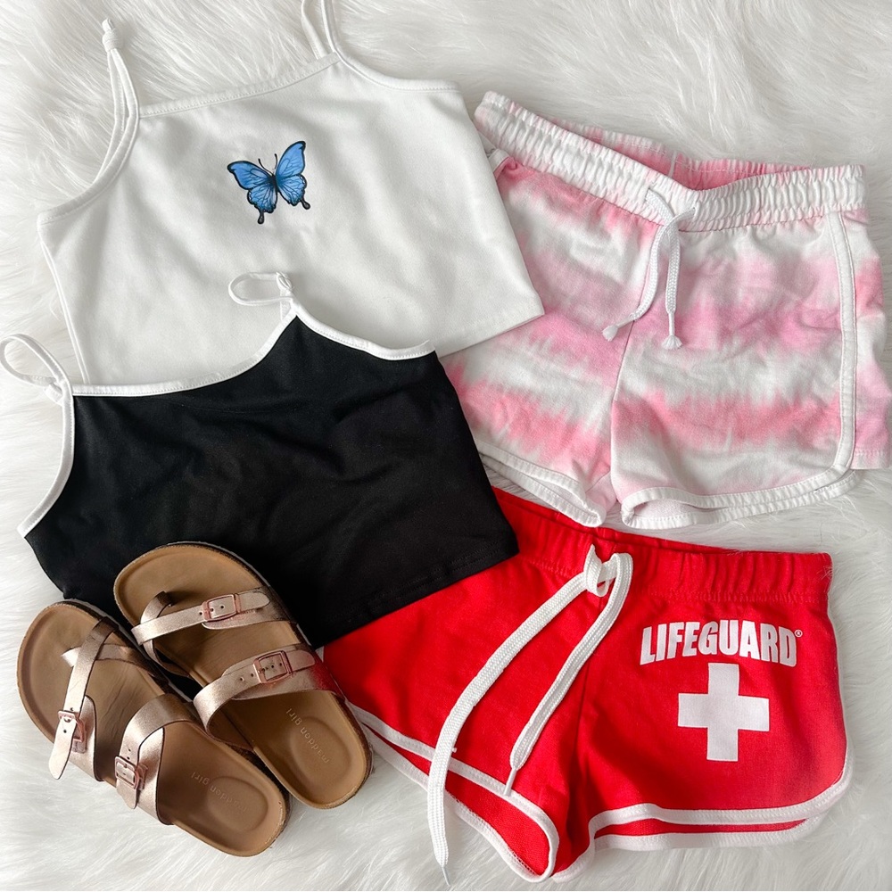 Bundle 5pc Girls Tops/Shirts & Sandals